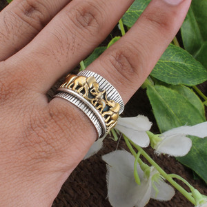 Wholesale Shree Jaipur Silver 925 Sterling Silver Elephant <b>Spinner</b> <b>Ring</b> Classic Design for Meditation Anxiety Relief Unisex - Product Image 3