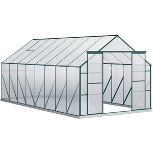 Kit de Invernadero de Aluminio de 16 x 8 Pies, Invernadero Agrícola de Policarbonato con Pasillo - Product Image 1