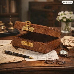 Boîtes en bambou naturel de qualité supérieure, avec couvercle à charnières et fermoir doré, pour bijoux et petits objets - Product Image 2