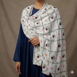 Hiyab de Algodón Voile para Mujer, con Bordado Floral y Pedrería, Ligero, Transpirable, para Uso Diario en Verano, Proveedor Mayorista - Product Image 1