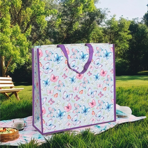 Bolsa de Mano Ecológica de Polipropileno Tejido en Vietnam con Cierre de Cremallera y Patrón de Puntos con Logotipo Personalizado, con Asa de Cinta de Polipropileno No Tejido - Product Image 1
