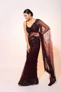 Indian Traditional Ethnic Partywear Saree Sequins Work Recycled Materials Latest Design for Wedding Occasion Festive Function - Product Image 2