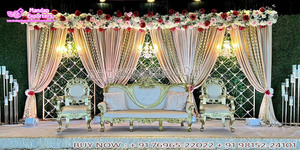 Diseño francés Roka Ceremonia Conjunto de sofá nupcial Impresionante boda Escenario Pareja Sofá Conjunto Diseño de lujo Recepción Escenario Sofá Conjunto - Product Image 3