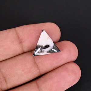 Pierre précieuse naturelle en jaspe zèbre - Triangle 15x17 mm Cabochon à dos plat pour la fabrication de bijoux - Product Image 2