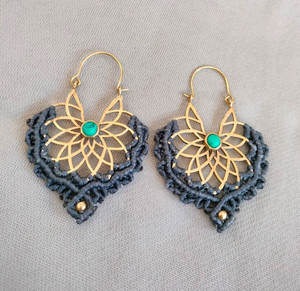 Pendientes Colgantes de Macramé Vintage Hechos a Mano, Chapados en Oro de 14k, con Cordón de Plata, Abalorios Pequeños, Joyería de Moda - Product Image 6