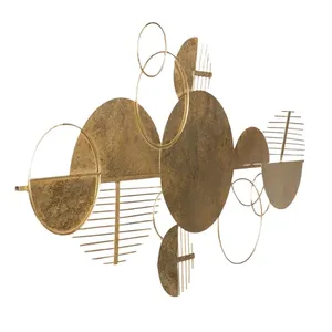 Luxury Gold Abstract Metal <b>Wall</b> Art 3D Geometric Circle Disc Sculpture for Living Room Hotel Office and Entryway - Product Image 3