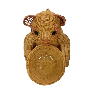 <b>Cute</b> Animal Shaped Rattan Storage Basket <b>Bear</b> Design Natural Wicker Multi-Purpose Neatening Holder Eco-Friendly - Product Image 3