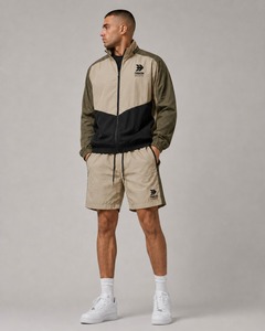 Conjunto corto de chaqueta y pantalones cortos cortavientos para hombre de calidad premium, ligero, transpirable, ropa deportiva informal. - Product Image 2
