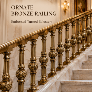 Rampe d'escalier en bronze gaufré pour hôtels de luxe, villas, escaliers et intérieurs architecturaux classiques - Product Image 1