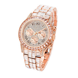 Montre de luxe pour homme avec cadran arabe en argent, entièrement sertie de diamants Moissanite faits à la main, mouvement automatique rond de 21,50 carats - Product Image 2