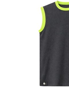Custom Men Charcoal Gray Sleeveless Tank Top And Shorts <b>Set</b> Casual Summer Cotton Outfit Neon Green Trim Drawstring Two Piece <b>Set</b> - Product Image 3