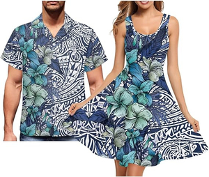 Polynesian Matching <b>Clothes</b> for Couples Sleeveless Womens Dress <b>Hawaiian</b> Shirt Couple <b>Clothes</b> Set Matching - Product Image 1