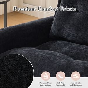 Poltrona Girevole Stile Mid-Century Modern United We Win, Imbottita con Base in Metallo Solido, Comoda Poltrona per Soggiorno - Product Image 3