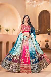 Lehenga Choli Estilo Bollywood, Largo Hasta el Suelo, para Fiestas y Bodas, Sin Arrugas, de Secado Rápido, Diseño de Alta Gama, Precio al por Mayor - Product Image 2