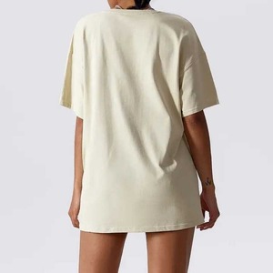 T-shirt blanc surdimensionné à col rond et manches courtes pour femme, coupe ample, tissu jersey 100% coton, à porter toute l'année - Product Image 6