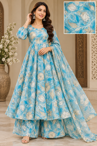 Tela versátil de rayón con estampado metalizado, diseñada para toda la temporada festiva, ideal para vestidos, blusas, trajes, saris, textil premium para mujer. - Product Image 1