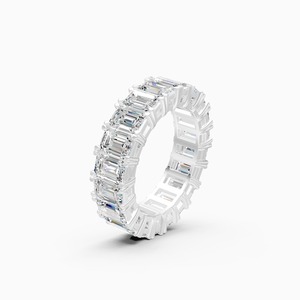 Bague éternelle luxueuse en or jaune, blanc et rose 9 carats avec diamant de laboratoire de 8,35 carats taille émeraude raffinée - Product Image 1