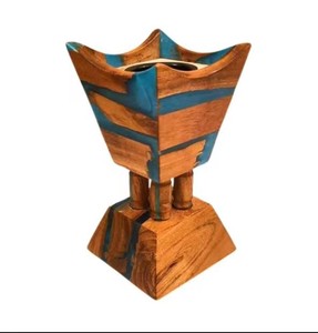 Trending sandalwood Bakhoor Burner Wood & Resin with Black Metal Insert All-season Mubakhar Burner Fragrance Aromatic <b>Diffuser</b> - Product Image 2