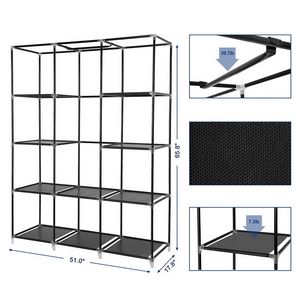 Armadio Portatile in Plastica da 67 Pollici con 10 Ripiani, Montaggio Rapido e Semplice, Nero, RT-Extra Spazio per Borse - Product Image 6