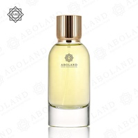 Botella de cristal redonda personalizada, frasco de Perfume transparente de alta calidad, 50ml, 100ml