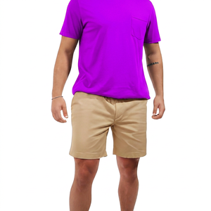Pantalones Cortos Bermuda de Algodón de Color Sólido para Hombre, Cintura Media, Estilo Casual Elástico con Bolsillos, Tejido Transpirable - Product Image 2