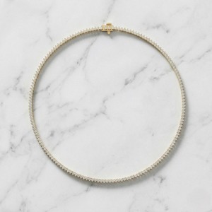 Collier tennis de luxe en or 14 carats plaqué or, serti de diamants de laboratoire de couleur E, taille brillant rond, 7,30 carats au total, certifié IGI - Product Image 3
