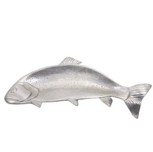 Plateau à poisson vintage en aluminium moulé argenté Plateau de service artisanal en métal pour table de cuisine Décoration intérieure Vaisselle élégante - Product Image 1