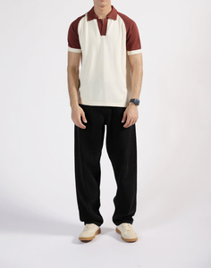 Camiseta polo para hombre al por mayor, 100% algodón, con logo impreso personalizado, cremallera de un cuarto, color blanco sólido, corte holgado. - Product Image 5