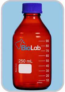 Botella de Reactivo de Vidrio Borosilicato Cilíndrica Ámbar con Tapa de Rosca, Contenedor de Muestras de Laboratorio de 250 mL, Graduada y Resistente a Químicos - Product Image 1