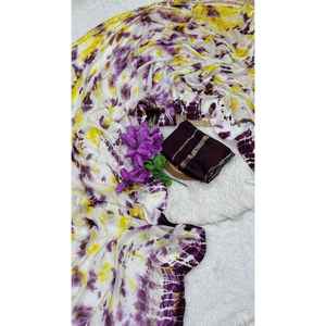 DESIGNER VISCOSE SHIBORI DYEING SEQUENCE WORK SAREE with UNSTITCHED BLOUSE WINE - Product Image 1