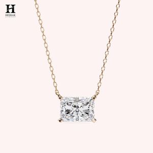 Elegante Collar con Colgante de Diamante de Corte Radiante Horizontal en Oro de 14k, Moderno Collar Solitario para Mujer, Joyería Minimalista de Lujo - Product Image 2