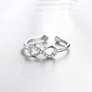 Anillo Abierto de Oro Puro de 14K con Diseño Infinito de Diamantes, Anillo Apilable de Boda Ajustable con Diamantes Cultivados en Laboratorio, Regalo para Mujer - Product Image 2