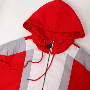 Men's Hooded Color Blocking <b>Racer</b> <b>Jacket</b> Half Zip Windproof Sporty Style Polyester Shell Autumn Wear - Product Image 4