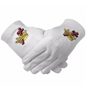 Guantes Masónicos de Algodón Blanco en Oferta, Guantes de Vestir Masónicos de Cuero Blanco con Bordado Personalizado - Product Image 2