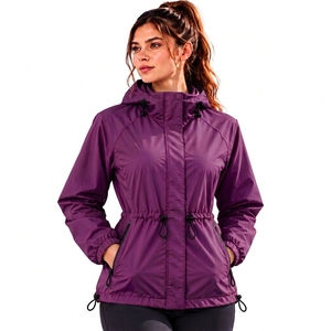 Chaqueta Cortavientos Ligera Impermeable para Mujer, con Capucha, Estampado Deportivo, Transpirable, Resistente al Viento, para Actividades al Aire Libre - Product Image 1