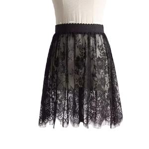 Falda negra elegante de 2 longitudes, falda larga de tul transparente de encaje blanco, falda Midi de playa elástica de cintura alta para mujer para marcas - Product Image 4