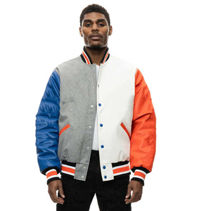 Veste de baseball universitaire personnalisée pour homme, style color block, corps en laine, manches en cuir, vintage, streetwear, bomber - Product Image 3