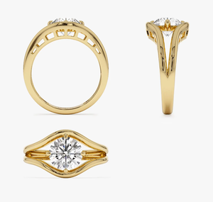 Anillo de Compromiso y Matrimonio de Oro Sólido de 14k con Diamante Cultivado en Laboratorio de Corte Brillante Redondo, VVS1, Certificado IGI - Product Image 4