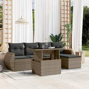 Dark Grey Rattan Garden <b>Sofa</b> <b>Set</b> With Cushioned Seating Outdoor Furniture Contemporary Design - Product Image 1