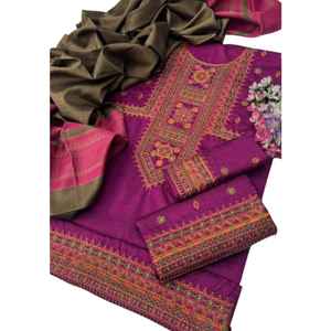 Baju Bordir Tangan Motif Lawn / Salwar Kameez Pakistan Musim Panas - Anti Kusut Cepat Kering Harga Grosir Murah India Pakistan - Product Image 1