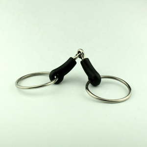 Bocado de Acero Inoxidable con Anillo Suelto y Boquilla Recubierta de Goma Negra para Caballos - Product Image 4