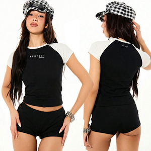 Camisetas BOXY de 2 colores para mujer, camisetas personalizadas 100% algodón 220-280GSM, camiseta de manga corta de primera calidad, camisetas casuales para mujer - Product Image 4