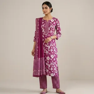 Ensemble Salwar Kameez en coton brodé le plus vendu, design magnifique, tenue de fête Diwali, style moderne, séchage rapide, pour femmes, toutes saisons - Product Image 1