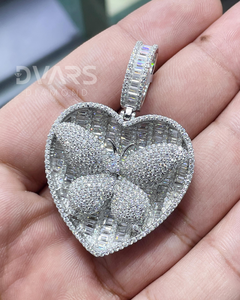 Pendentif Cœur Moissanite Iced Out en Argent 925, Pendentif Papillon Sertie de Diamants, Breloques Personnalisées, Cadeaux pour Elle - Product Image 5