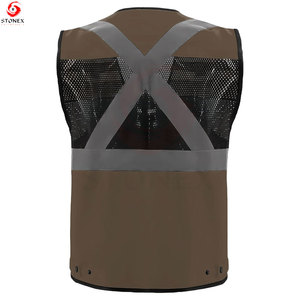 Gilet de sécurité réfléchissant fluorescent pour hommes, vêtements de travail professionnels à haute visibilité avec plusieurs poches de rangement pour la sécurité routière - Product Image 2