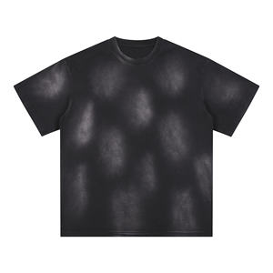 T-shirt décontracté rose délavé à l'acide pour homme, col rond, manches courtes, coupe classique, uni - Product Image 2