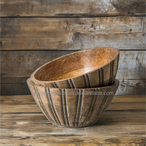 Ensemble de bols à fruits secs en bois de manguier poli avec écorce d'arbre moderne écologique et élégant - Product Image 4