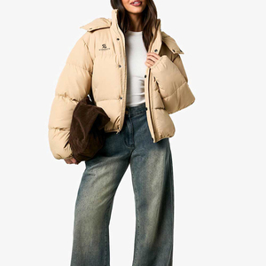 <b>Women</b> <b>Lightweight</b> Puffer <b>Jacket</b> Winter Warm Padding Hooded Fashion Outdoor Windproof Solid Color New Quality Custom Logo Coat - Product Image 2