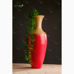 Jarrón hecho a mano de bambú hilado personalizado diseño ligero ecológico para decoración del hogar - Product Image 5