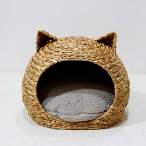 ตะกร้าใส่สัตว์เลี้ยงรูปแมวทำมือจากผักตบชวา พร้อมเบาะนุ่ม - Product Image 2